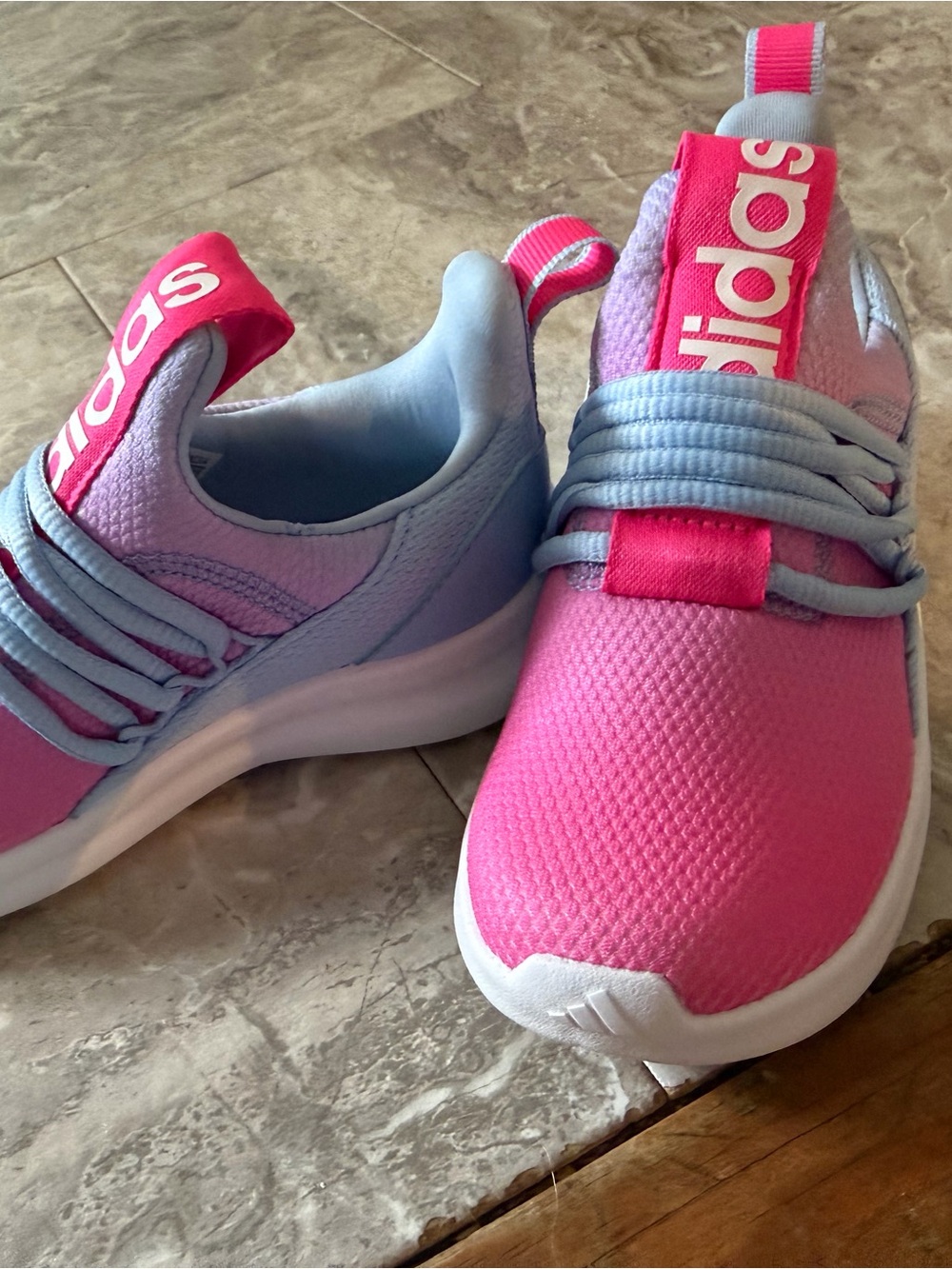 adidas Kids Pink and Light Blue Sport Sneakers brand new
